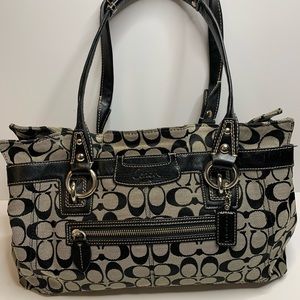 Coach signature handbag-black and gray